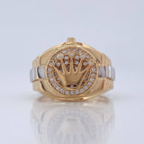 Anillo Correa Corona 7.45gr / T7 / Dos Oros Amarillo Blanco 18K %