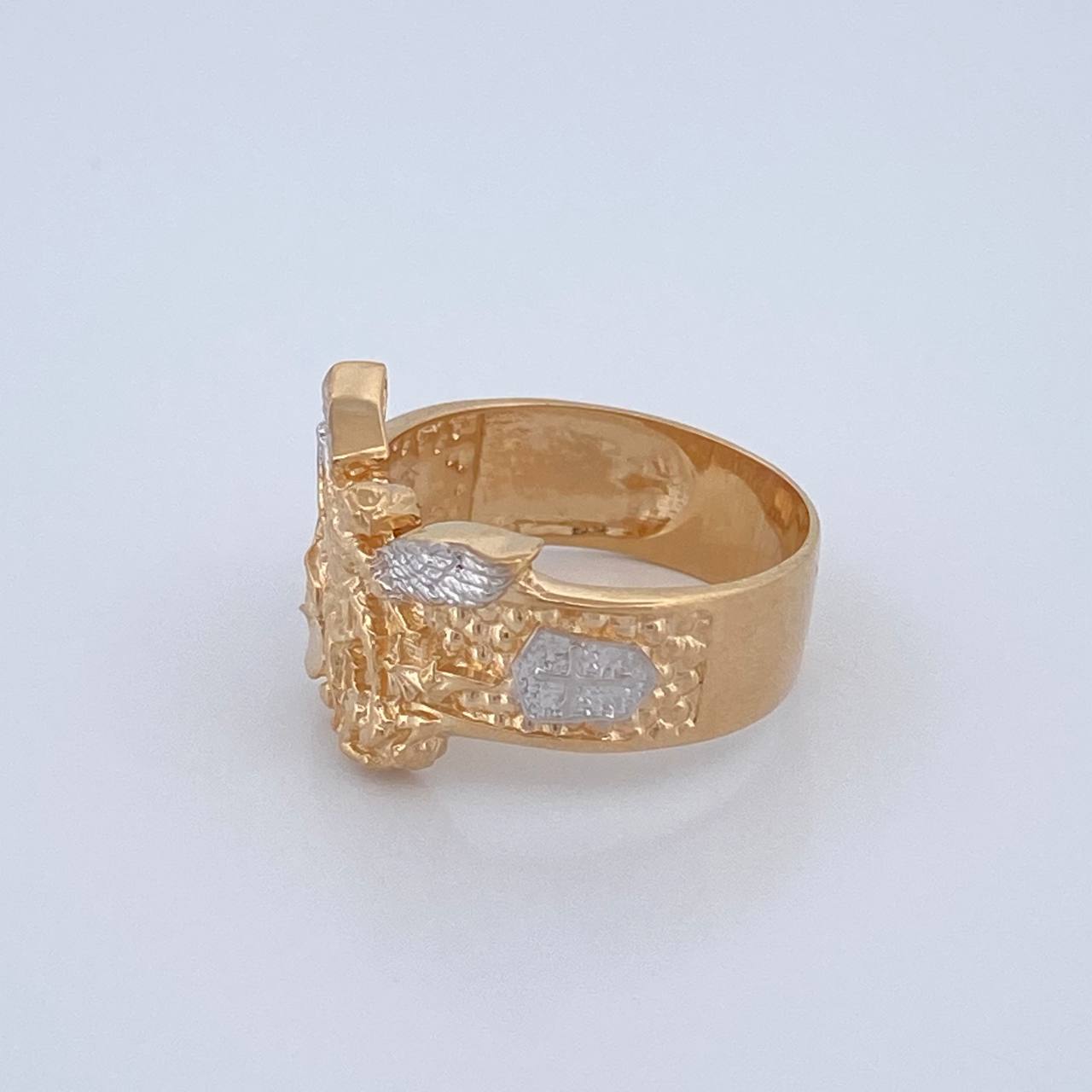 Anillo San Miguel Arcangel 7.55gr / T8 1/2 / Dos Oros Amarillo Blanco 18K %