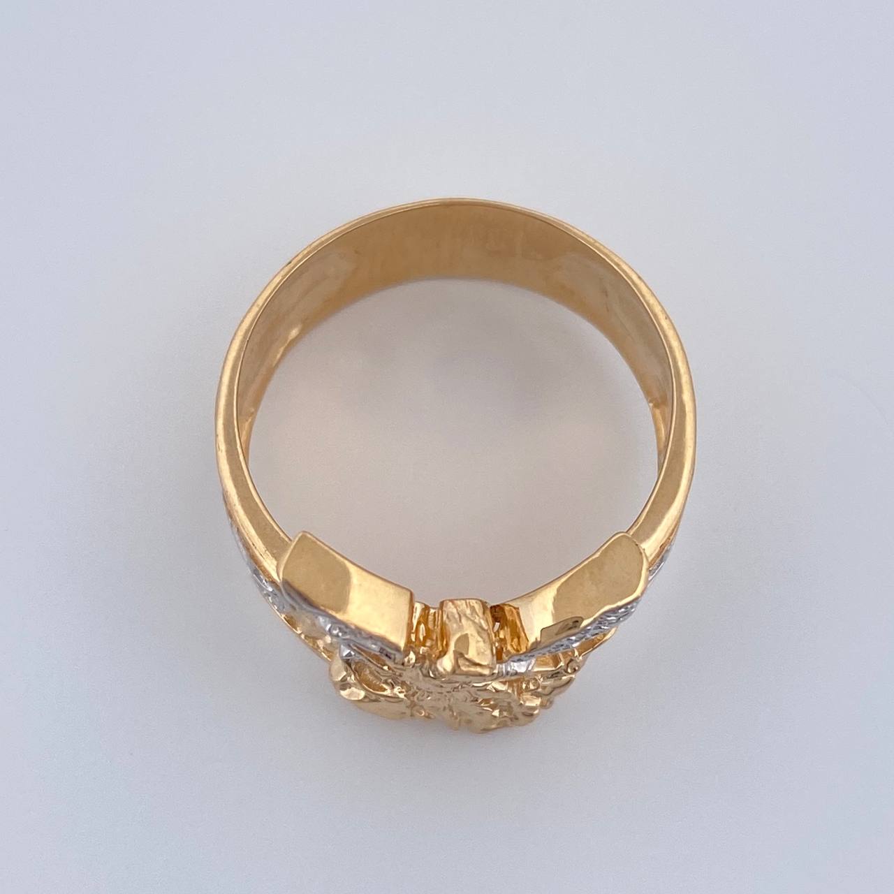 Anillo San Miguel Arcangel 7.55gr / T8 1/2 / Dos Oros Amarillo Blanco 18K %
