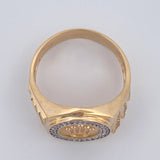 Anillo Sello Corona 6.35gr / T9 1/2 / Dos Oros Amarillo Blanco 18K %