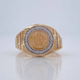 Anillo Sello Corona 6.35gr / T9 1/2 / Dos Oros Amarillo Blanco 18K %