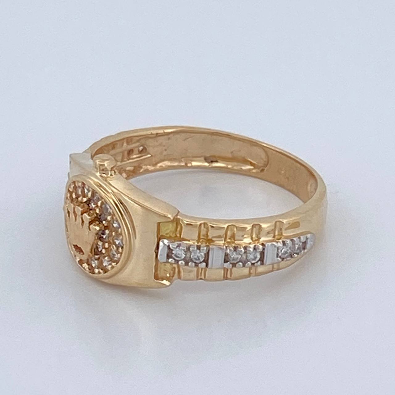 Anillo Correa Corona 3.45gr / T6 / Dos Oros Amarillo Blanco 18K %