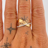 Anillo Rustico Curva 4.3gr / T7 3/4 / Dos Oros Amarillo Rosa 18K %