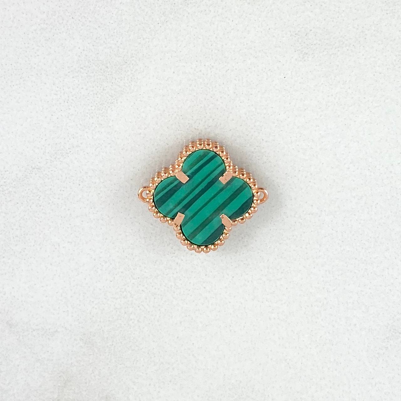 Herraje Trebol VCyA 1.4gr / 1.6cm / Malaquita Verde Oro Rosa +4 *