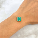 Herraje Trebol VCyA 1.4gr / 1.6cm / Malaquita Verde Oro Rosa +4 *