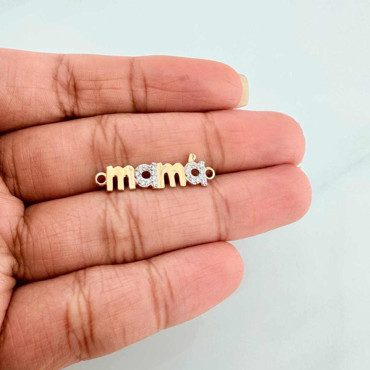 Herraje Mamá 1.05gr / 2.6cm / Dos Oros Amarillo Blanco 18K %