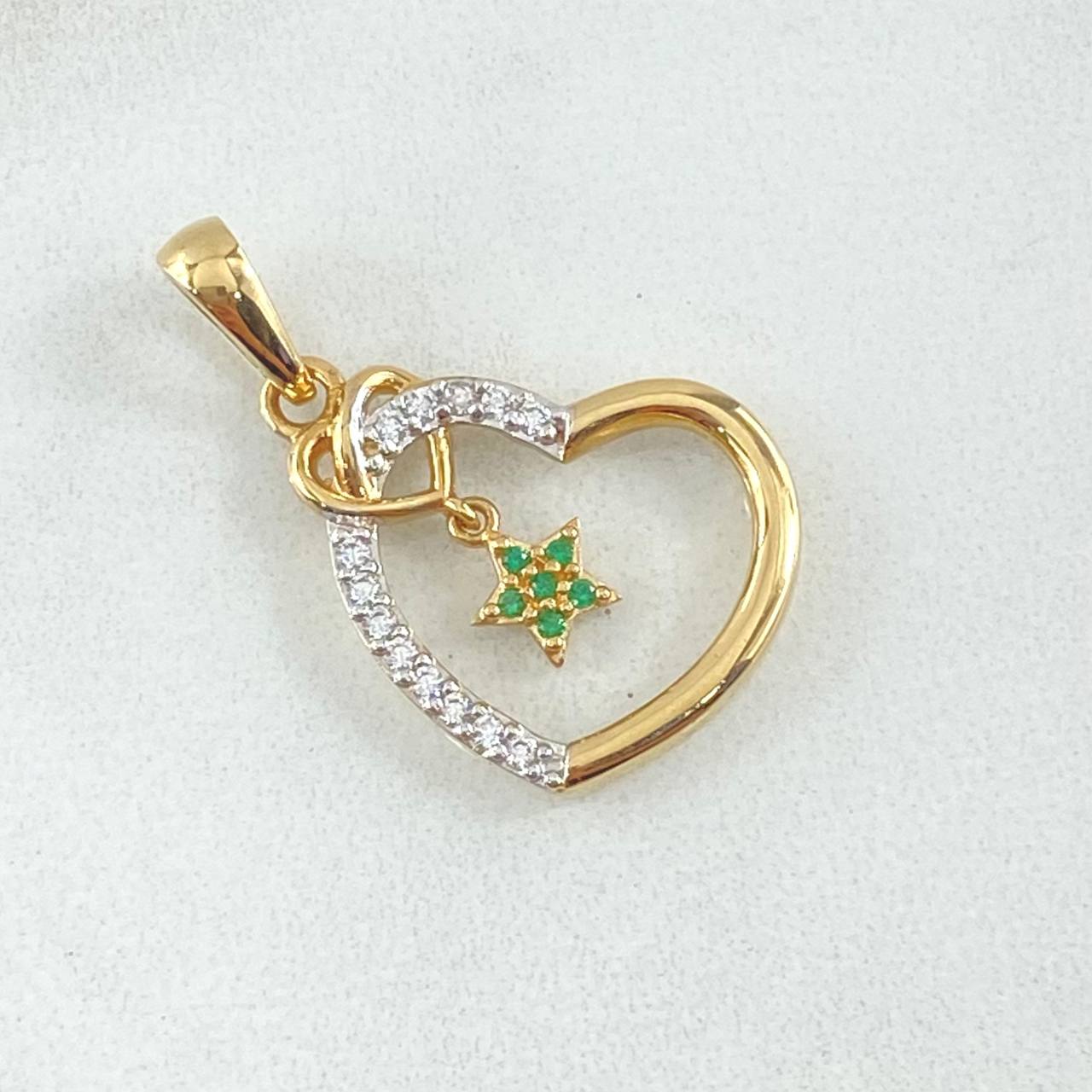 Dije Silueta Corazón Estrella Colgante 2.4gr / 2.7cm / Oro 18K *