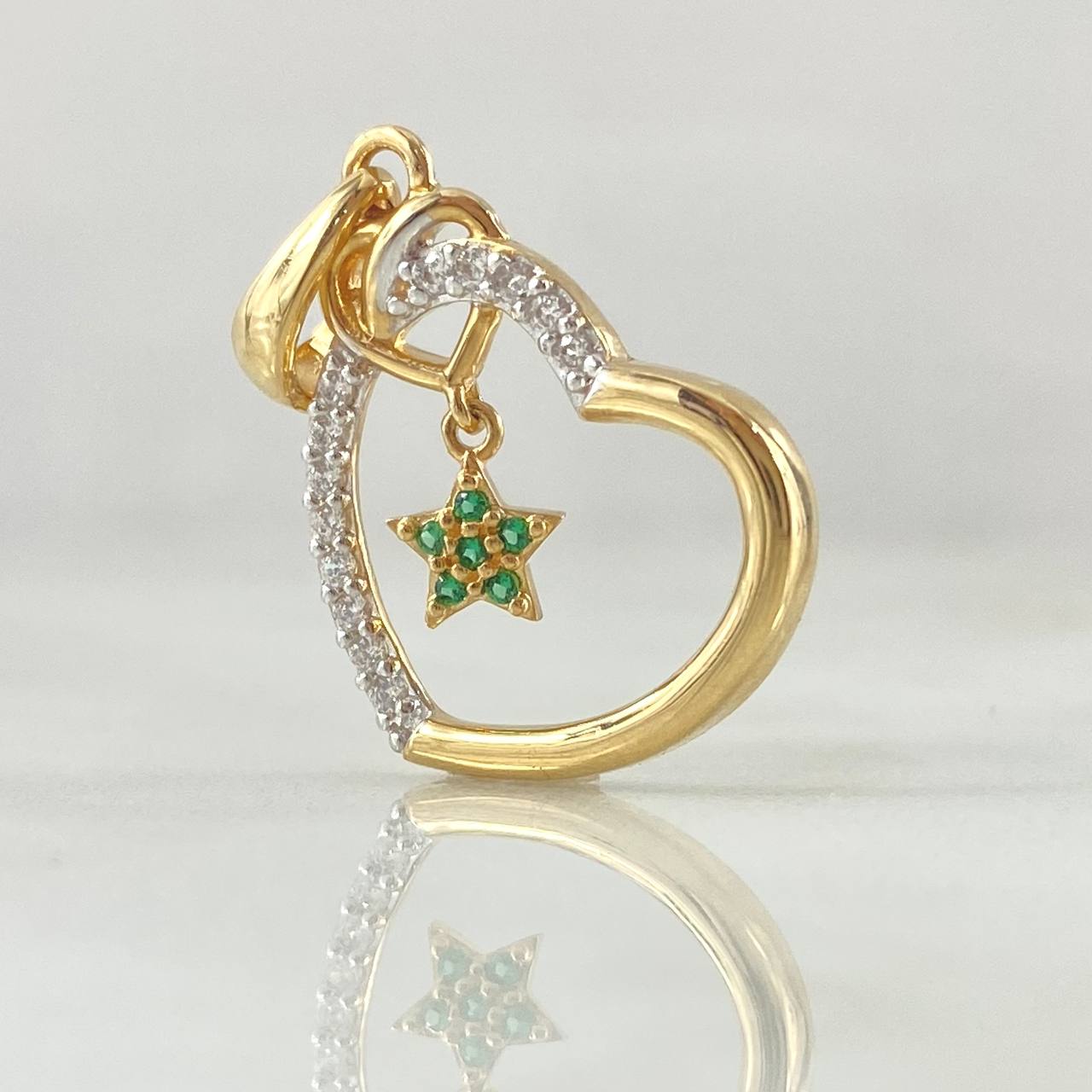 Dije Silueta Corazón Estrella Colgante 2.4gr / 2.7cm / Oro 18K *
