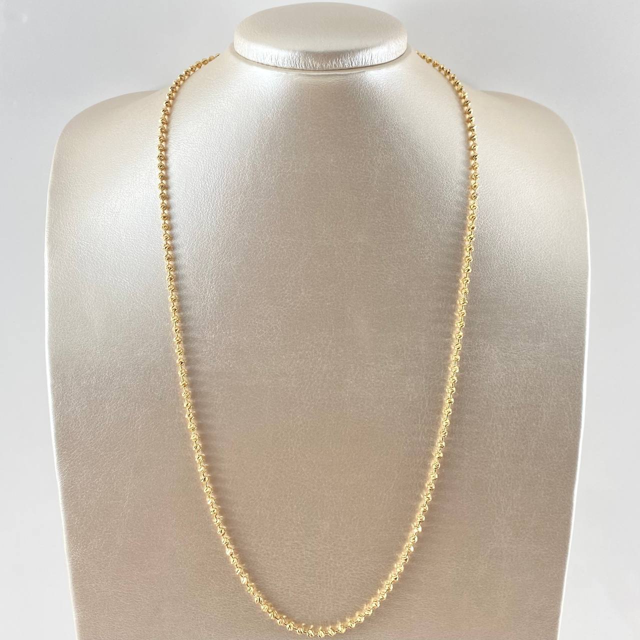Cadena Militar 17.7gr / 60cm / 3mm Bolas Diamantadas Oro Amarillo 18K ©