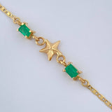 Pulso Escalera Plana Estrella Esmeralda 1.3gr / 18cm / 1.25mm Oro Amarillo 18K %