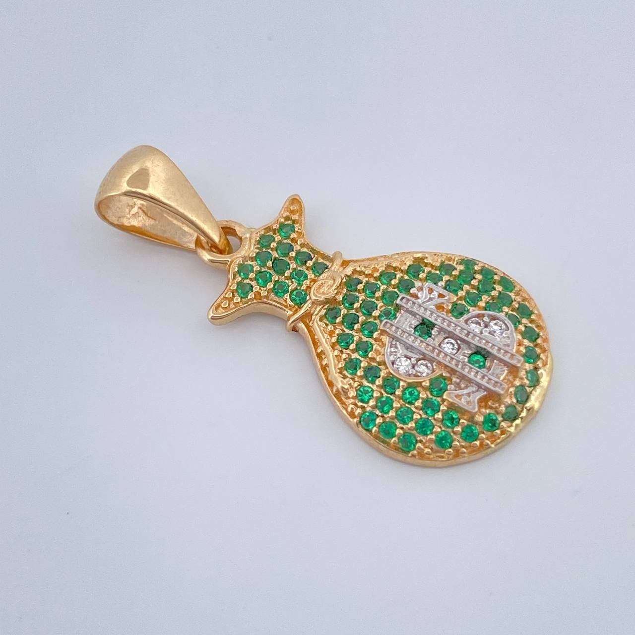 Dije Bolsa De Dinero 2.35gr / 2.9cm / Dos Oros Amarillo Blanco 18K %