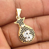 Dije Bolsa De Dinero 2.5gr / 2.9cm / Dos Oros Amarillo Blanco 18K %