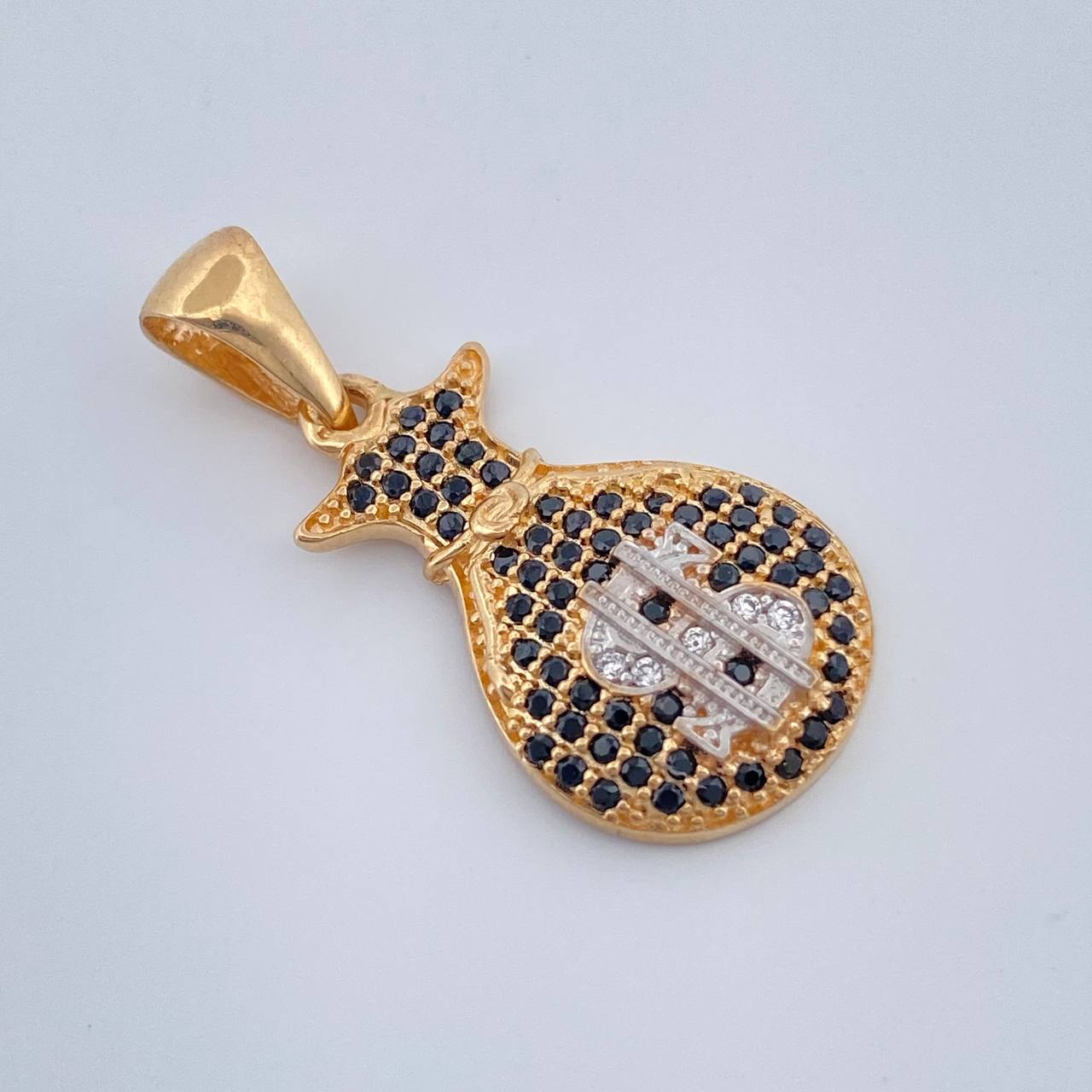 Dije Bolsa De Dinero 2.5gr / 2.9cm / Dos Oros Amarillo Blanco 18K %