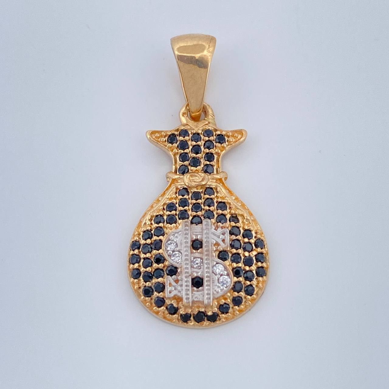 Dije Bolsa De Dinero 2.5gr / 2.9cm / Dos Oros Amarillo Blanco 18K %