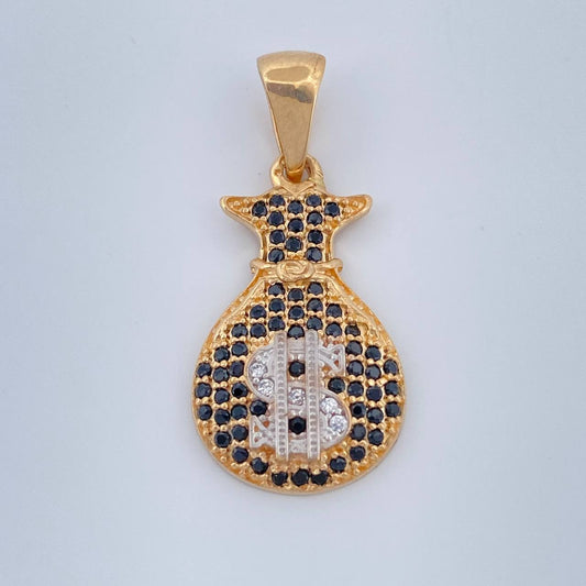 Dije Bolsa De Dinero 2.5gr / 2.9cm / Dos Oros Amarillo Blanco 18K %