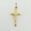 Dije Cruz Cristo Puntas Planas 0.85gr / 3cm / Oro Amarillo 18K ©