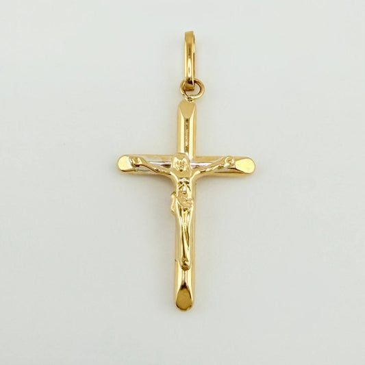 Dije Cruz Cristo Puntas Planas 0.9gr / 3cm / Oro Amarillo 18K