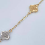 Pulso Trebol Aro Seguido 3.1gr / 18.5cm / 2mm Tres Oros 18K &