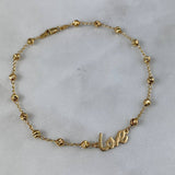 Tobillera Love 4.15gr / 25cm / 4mm Bolas Diamantadas Oro Amarillo