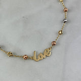Tobillera Love 4.4gr / 25cm / 4mm Bolas Diamantadas Tres Oros
