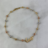 Tobillera Love 4.4gr / 25cm / 4mm Bolas Diamantadas Tres Oros