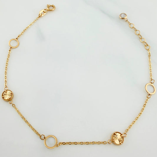 Pulso Modulable Aro Seguido Circulos 1.7 g / 19.7 cm - 17.3 cm / 1.19 mm Oro Amarillo 18K