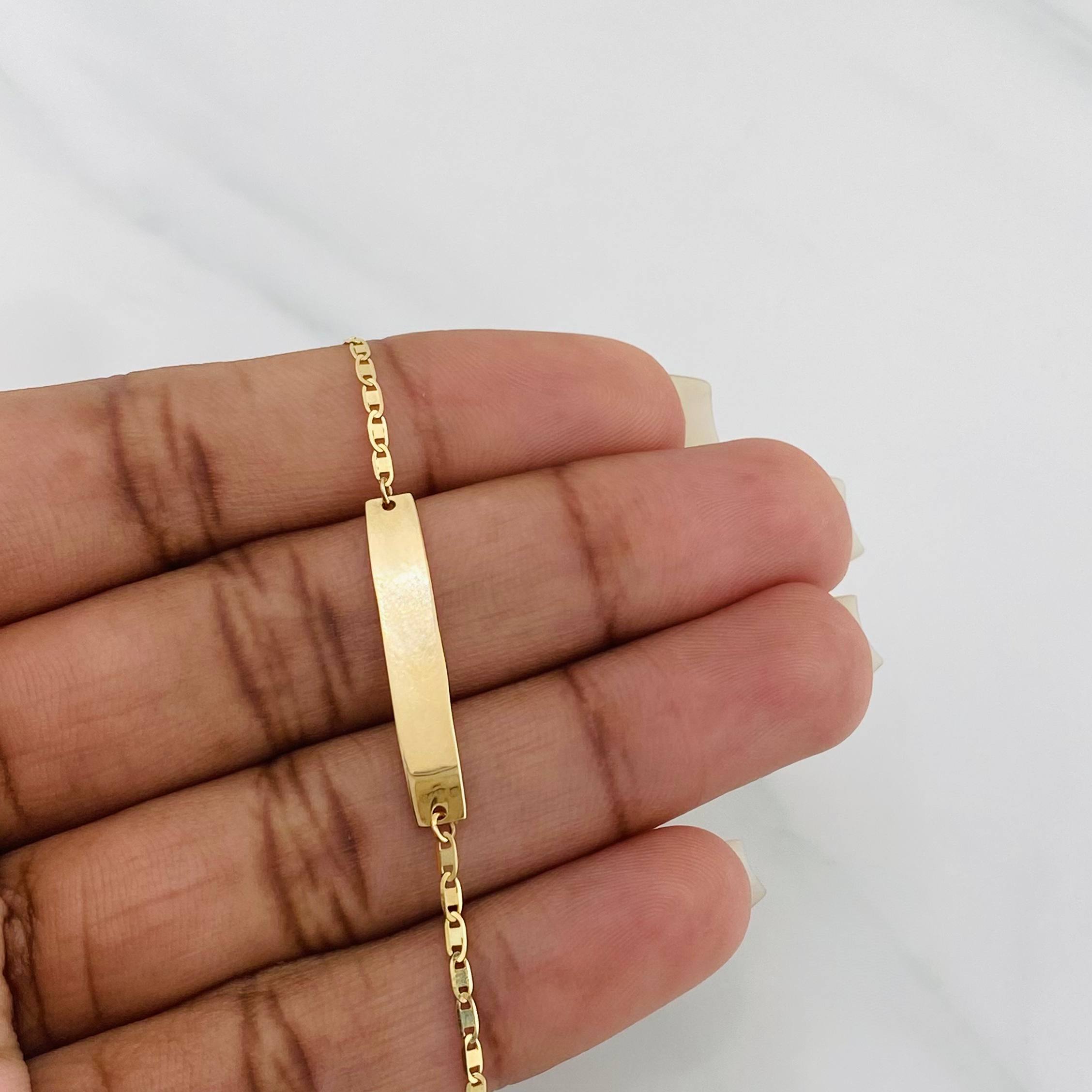 Pulso Modulable Escalera Plana Placa Rectangular 1.4 g / 17.5 cm - 15.4 cm / 1.5 mm Oro Amarillo 18K