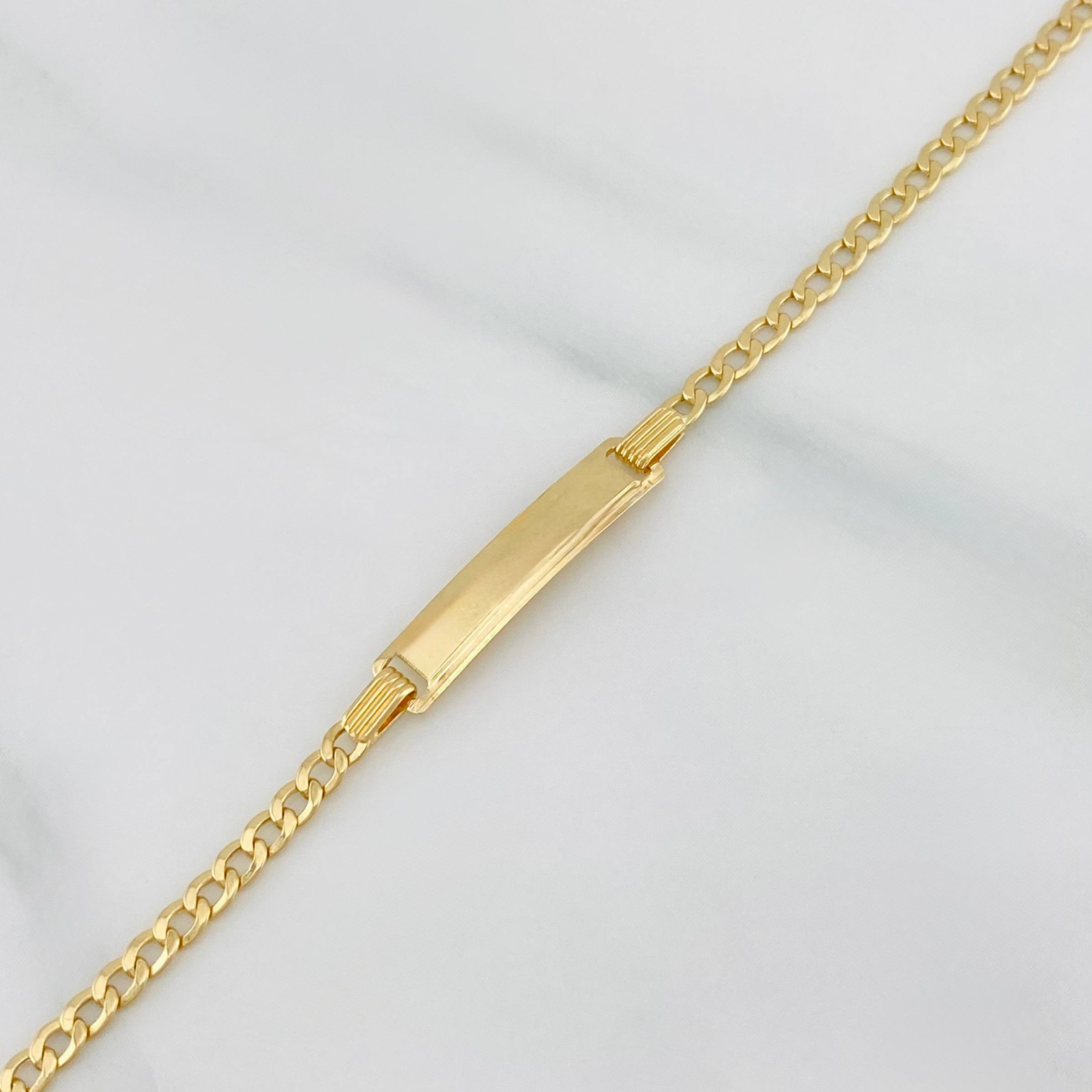 Pulso Cubano Placa Rectangular 1.7 g / 16.3 cm / 2.31 mm Oro Amarillo 18K