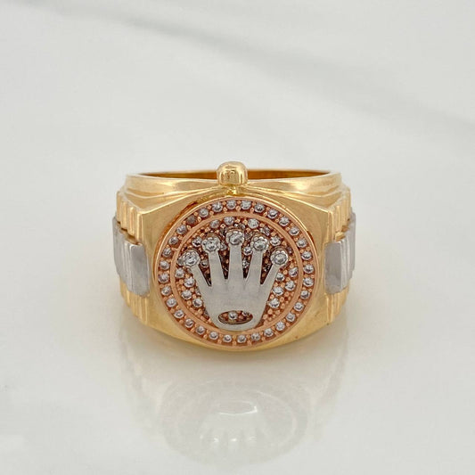Anillo Corona 10.55gr / T7 3/4 / Tres Oros 18K