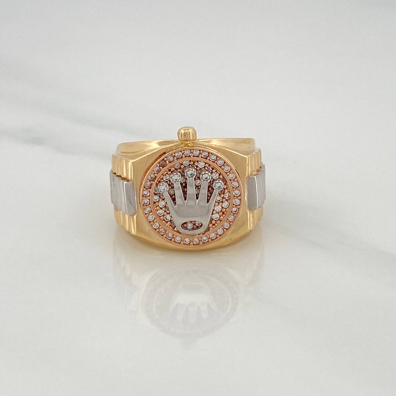 Anillo Corona 10.55gr / T7 3/4 / Tres Oros 18K