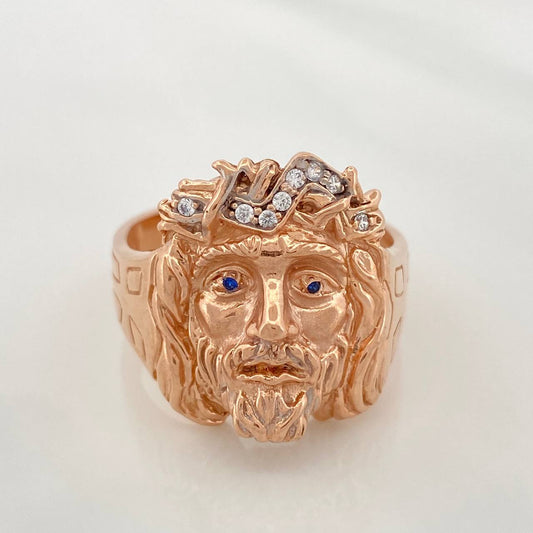 Anillo Rostro De Cristo 14.4gr / T10 3/4 / Oro Rosa 18K