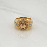 Anillo Corona 7.9gr / T8 1/4 / Dos Oros Amarillo Blanco 18K $