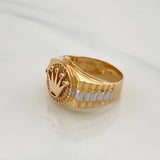 Anillo Corona 7.9gr / T8 1/4 / Dos Oros Amarillo Blanco 18K $