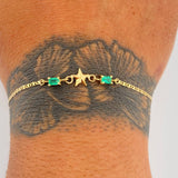 Pulso Escalera Plana Estrella Esmeralda 1.3gr / 18cm / 1.25mm Oro Amarillo 18K %