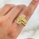 Anillo Cruz Cristo 3.15gr / T10 1/2 / Oro Amarillo ©