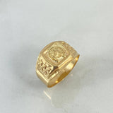 Anillo Sello Herradura Caballo 2.6gr / T10 1/2 / Rectangulo Mate Oro Amarillo *