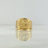 Anillo Sello Herradura Caballo 2.6gr / T10 1/2 / Rectangulo Mate Oro Amarillo *