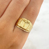 Anillo Sello Cruz Cristo 2.45gr / T9 3/4 / Texturizado Oro Amarillo