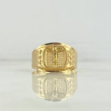 Anillo Sello Cruz Cristo 2.25gr / T10 3/4 / Texturizado Oro Amarillo