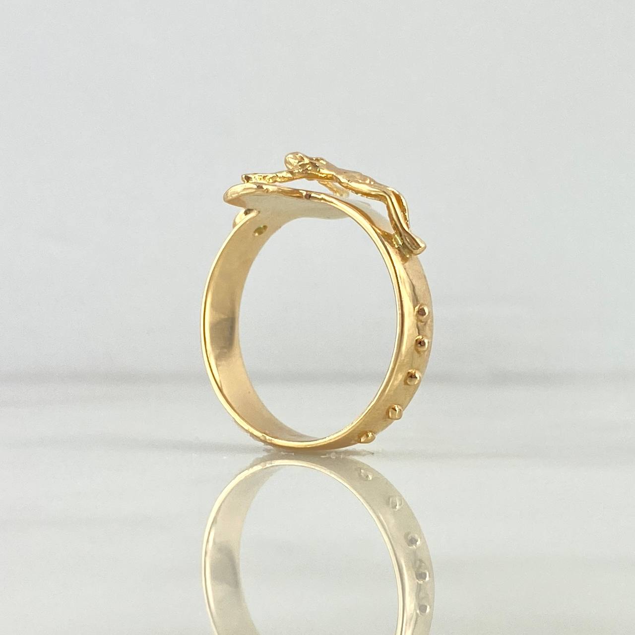 Anillo Cruz Cristo 6gr / T10 / Circon Verde Oro Amarillo