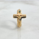 Anillo Cruz Cristo 6gr / T10 / Circon Verde Oro Amarillo