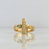 Anillo Cruz Cristo 6gr / T10 / Circon Verde Oro Amarillo