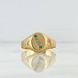 Anillo Sello Tetranity 1.9gr / T9 3/4 / Ovalo Circones Verdes Blancos Oro Amarillo