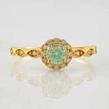 Anillo Halo Churumbela Moisanita 0.38 pts 1.85g / T7 3/4 Oro Amarillo 18K