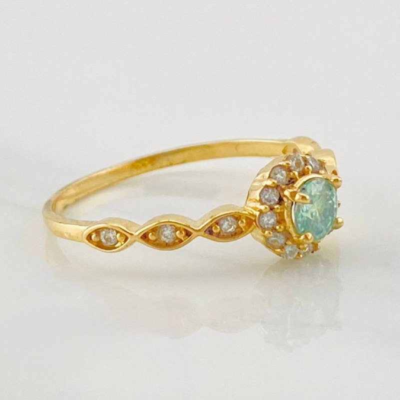 Anillo Halo Churumbela Moisanita 0.38 pts 1.85g / T7 3/4 Oro Amarillo 18K