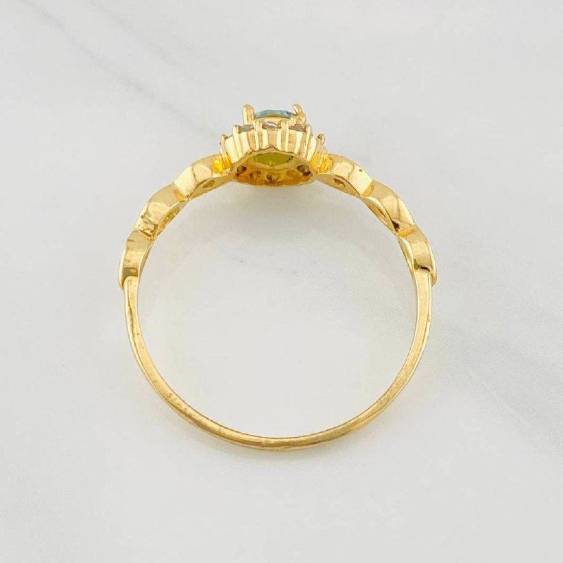 Anillo Halo Churumbela Moisanita 0.38 pts 1.85g / T7 3/4 Oro Amarillo 18K