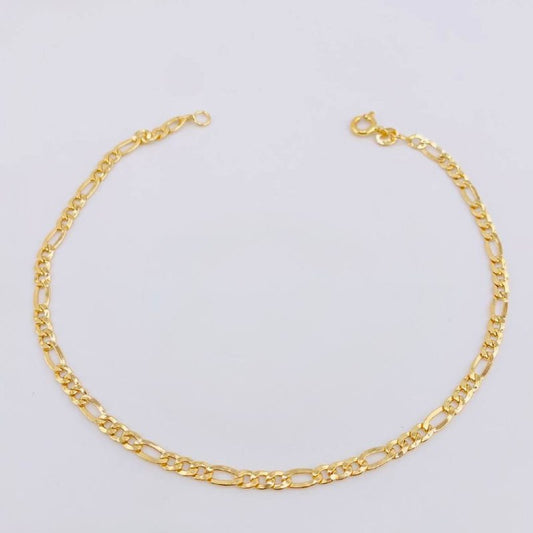 Tobillera Figaro 2.75gr / 25cm / 3.3mm Oro Amarillo +1 18K *