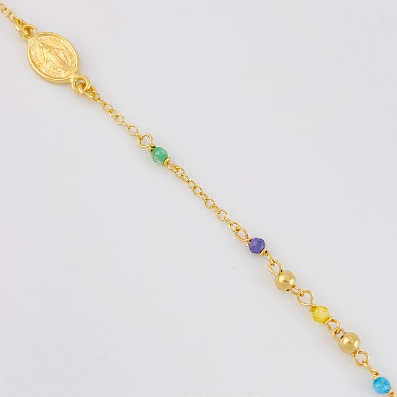 Pulso Modulable Denario Virgen Milagrosa 2g / 18.4cm - 16.5cm / 2.6mm Oro Amarillo 18K