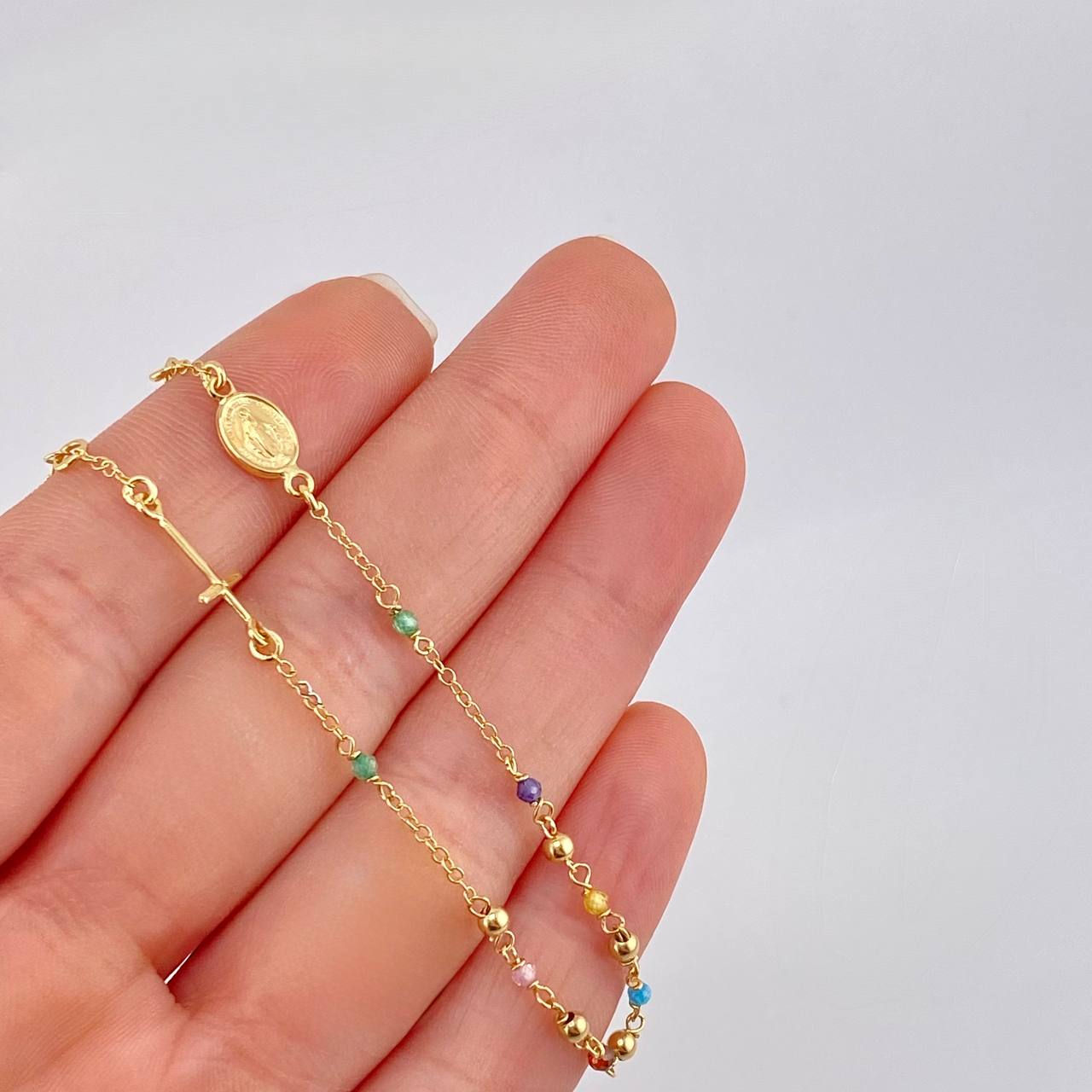Pulso Modulable Denario Virgen Milagrosa 2g / 18.4cm - 16.5cm / 2.6mm Oro Amarillo 18K