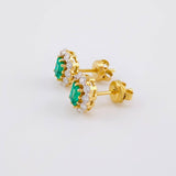 Topos Halo Tupido Esmeraldas 59pts Diamantes 47pts 2.95g / 9mm Oro Amarillo 18K
